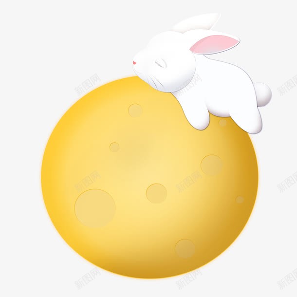 中秋节元素png免抠素材_新图网 https://ixintu.com 兔子 可爱 小白兔 月亮