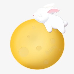 月亮小白兔中秋节元素高清图片