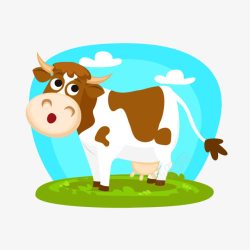 草地奶牛群卡通牛矢量图高清图片