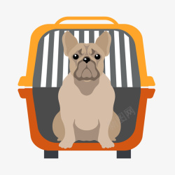 外出便携旅行包一只在手提笼子里的宠物狗矢量图高清图片