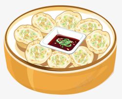 蒸饺饺子沾水美味食物蒸饺高清图片