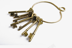 古老金属一串古老的金属钥匙高清图片
