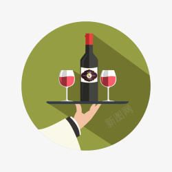 扁平化酒瓶红酒酒庄图标高清图片