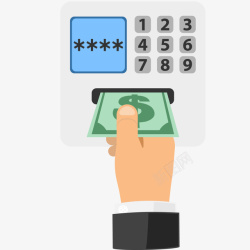 数字按键自动取款机取钱插画矢量图高清图片