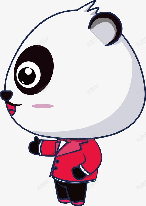 可爱的大熊猫png免抠素材_新图网 https://ixintu.com 动物 国宝 宠物 熊猫 红色 衣服 黑白