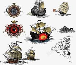 复古轮船古代航海战船高清图片