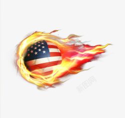 足球火焰美国国旗素材