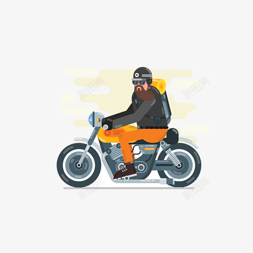 骑摩托车的旅行者psd免抠素材_新图网 https://ixintu.com 摩托车 旅行 旅行装 背包 骑摩托车