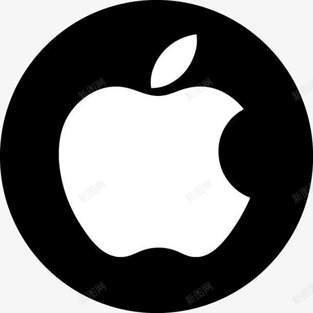 黑色衬托型苹果logo图标png_新图网 https://ixintu.com logo素材 圆盘点缀 白色logo 苹果logo 黑色衬托风格