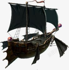 帆船剪影海盗船素材