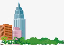 绿化带高楼大厦城市建筑高清图片