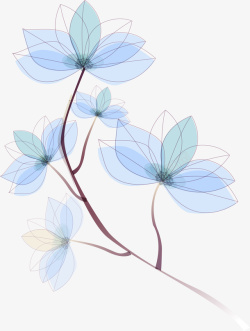梦幻蓝色花朵背景图片蓝色清新花枝高清图片