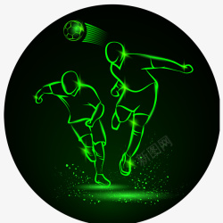 两个光弧霓虹灯两个在抢球的足球运动员矢量图高清图片