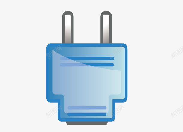 蓝色插头图标png_新图网 https://ixintu.com 充电器 插头 断电 蓝色 银色