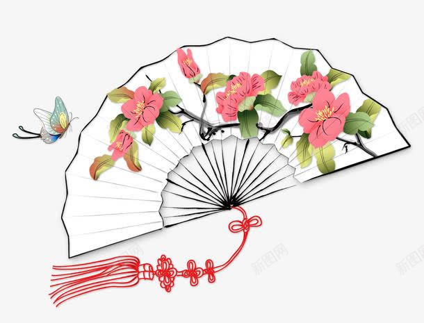 中国风鲜花蝴蝶纸扇免抠素材免费下载 素材7qqpjqeav 新图网