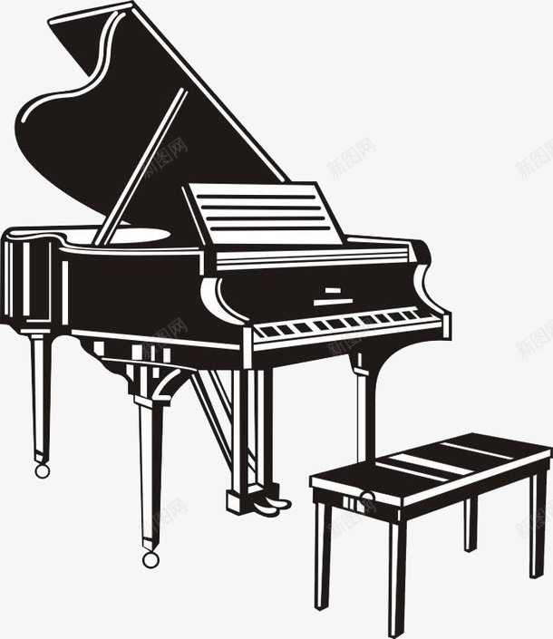 简单钢琴png免抠素材_新图网 https://ixintu.com 乐器 乐曲 简单 黑白