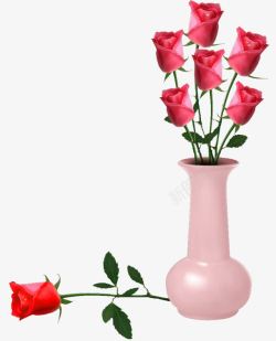 粉色花瓶粉红色玫瑰花素材