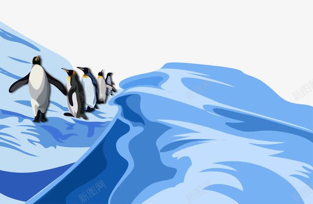 卡通南极冰山大陆上的企鹅psd免抠素材_新图网 https://ixintu.com 南极大陆 卡通冰山 成排的企鹅 模型