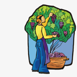 矢量果农摘葡萄的果农矢量图高清图片