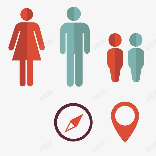 男女标志图标png_新图网 https://ixintu.com 厕所 定位 指南针 矢量源文件素材 男 男女 女男
