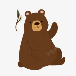 棕色叶子棕色小熊可爱卡通矢量图高清图片