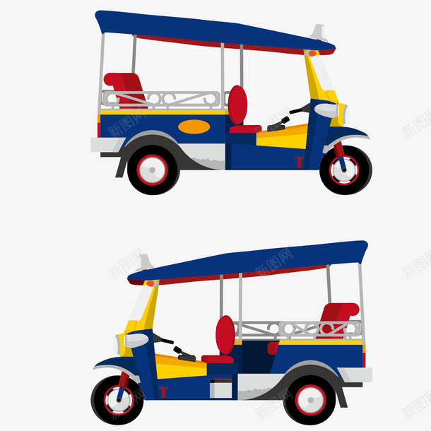 三轮车侧面手绘png免抠素材_新图网 https://ixintu.com 三轮车 卡通 可爱 嘟嘟车 手绘 泰国 深色 的士 车子