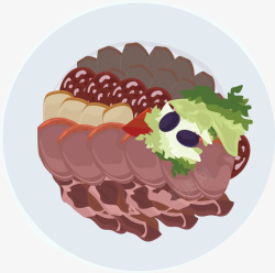 荤素食材肉片大鱼大肉食材矢量图高清图片