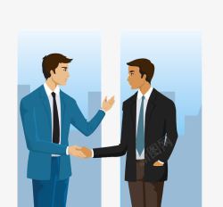 商务洽谈插图漫画人物插图两人握手谈话图标高清图片