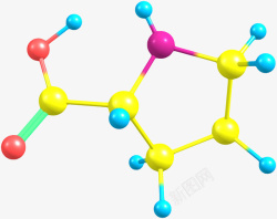 黄色脯氨酸分子形状素材