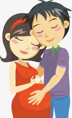 怀孕大肚子孕妇丈夫和妻子矢量图高清图片