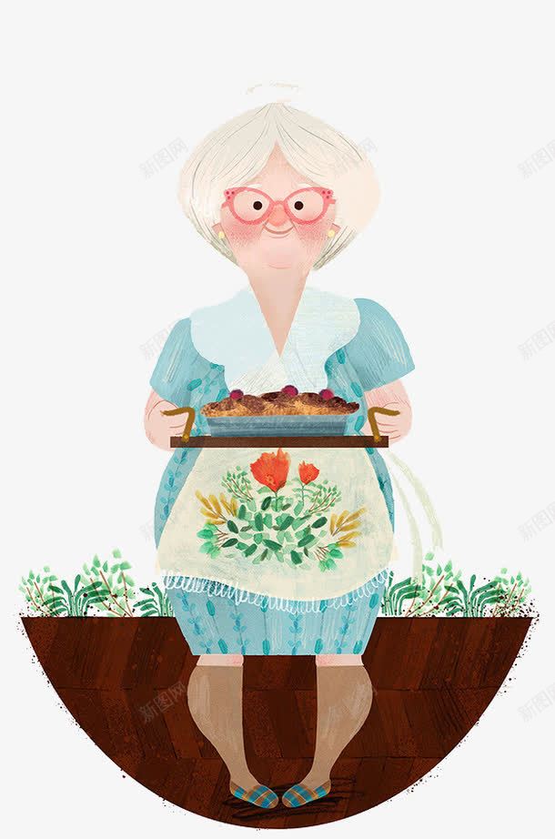 卡通老奶奶png免抠素材_新图网 https://ixintu.com 上菜 煮饭 端着 老奶奶 老婆婆卡通