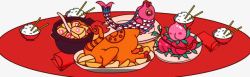 团圆盛宴新年合家团圆吃团圆饭装饰图案高清图片