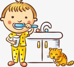 洗漱台与坐便儿童刷牙高清图片