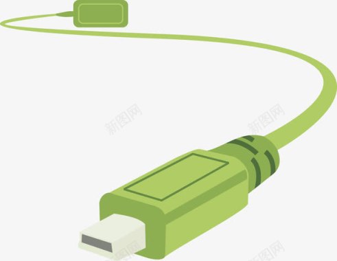 绿色手绘USB线图标图标
