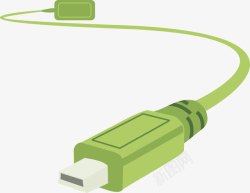 充电电线绿色手绘USB线图标高清图片