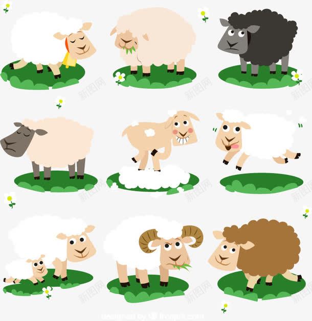 卡通绵羊png免抠素材_新图网 https://ixintu.com 牧场草地绵羊剪羊毛吃草家畜农场动物卡通时尚