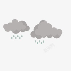 卡通手绘云朵雨水素材
