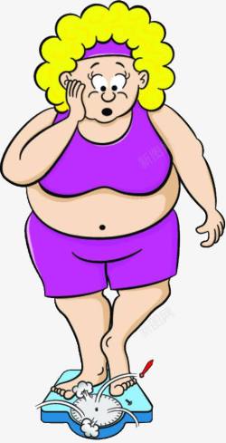 减肥称卡通插图大肚腩女人高清图片