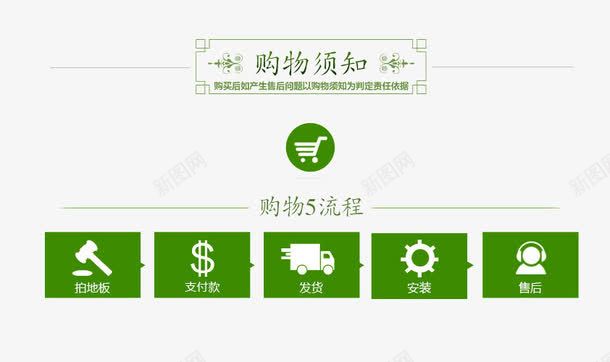 淘宝购物须知图标png_新图网 https://ixintu.com 分割线 图标 店铺装饰 淘宝购物须知 符号 绿色 花边 购物车 购物须知 边框