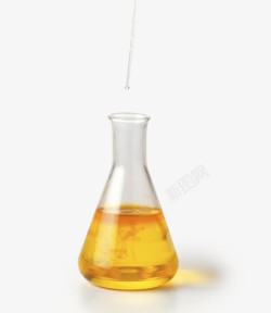 化学瓶化学烧杯黄色液体高清图片