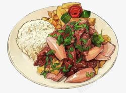 排骨米饭套餐卡通牛肉饭高清图片