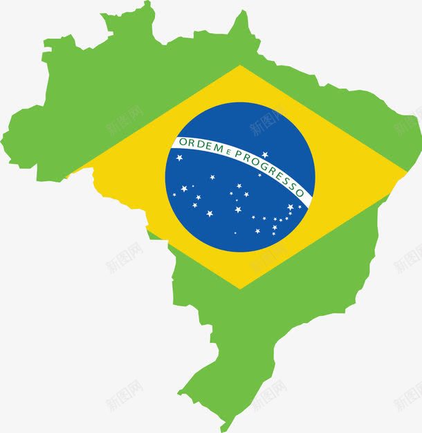 巴西国旗地图png免抠素材_新图网 https://ixintu.com 国旗 地图 巴西