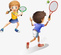 打网球的女孩手绘卡通打网球矢量图高清图片