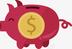 零花钱存钱的猪猪矢量图高清图片