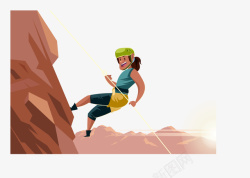 女生攀岩爬山矢量图素材