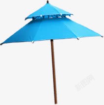 蓝色太阳伞沙滩海边告示牌素材
