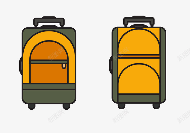 正反彩色行李箱图标矢量图ai_新图网 https://ixintu.com 图标 彩色 旅行箱包 正反面 矢量文件 箱包图标 行李箱 矢量图