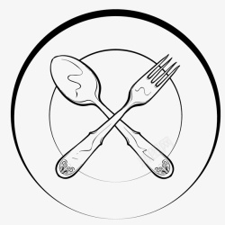 餐厅用餐盘子和刀叉高清图片