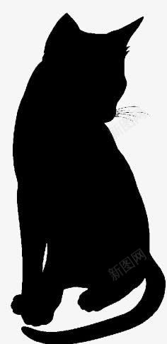 黑色猫的背影png免抠素材_新图网 https://ixintu.com 坐着的猫 猫 猫咪背影 背影 黑色