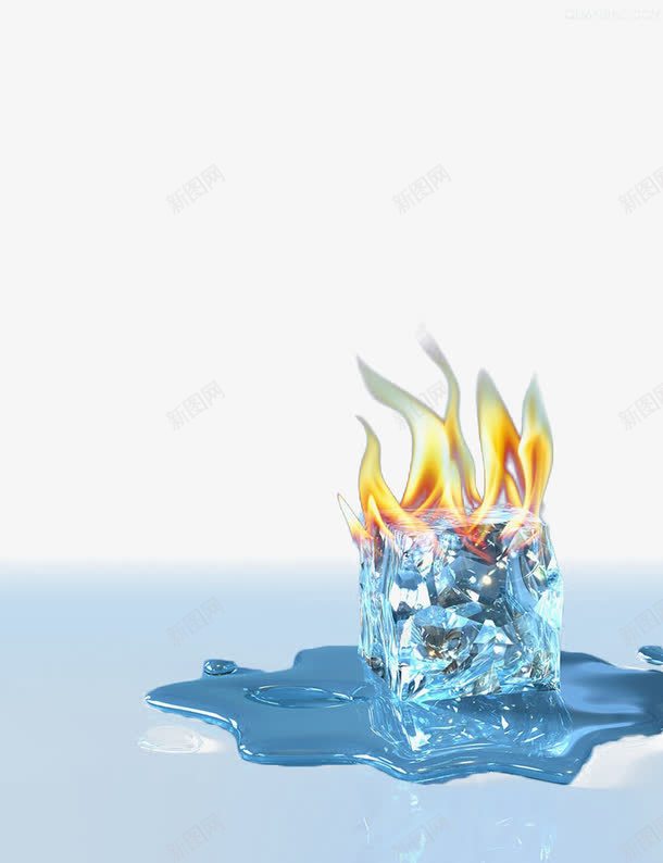 冰块上的火焰png免抠素材_新图网 https://ixintu.com 冰与火 冰块 冰火两重天 火焰 燃烧 蓝色